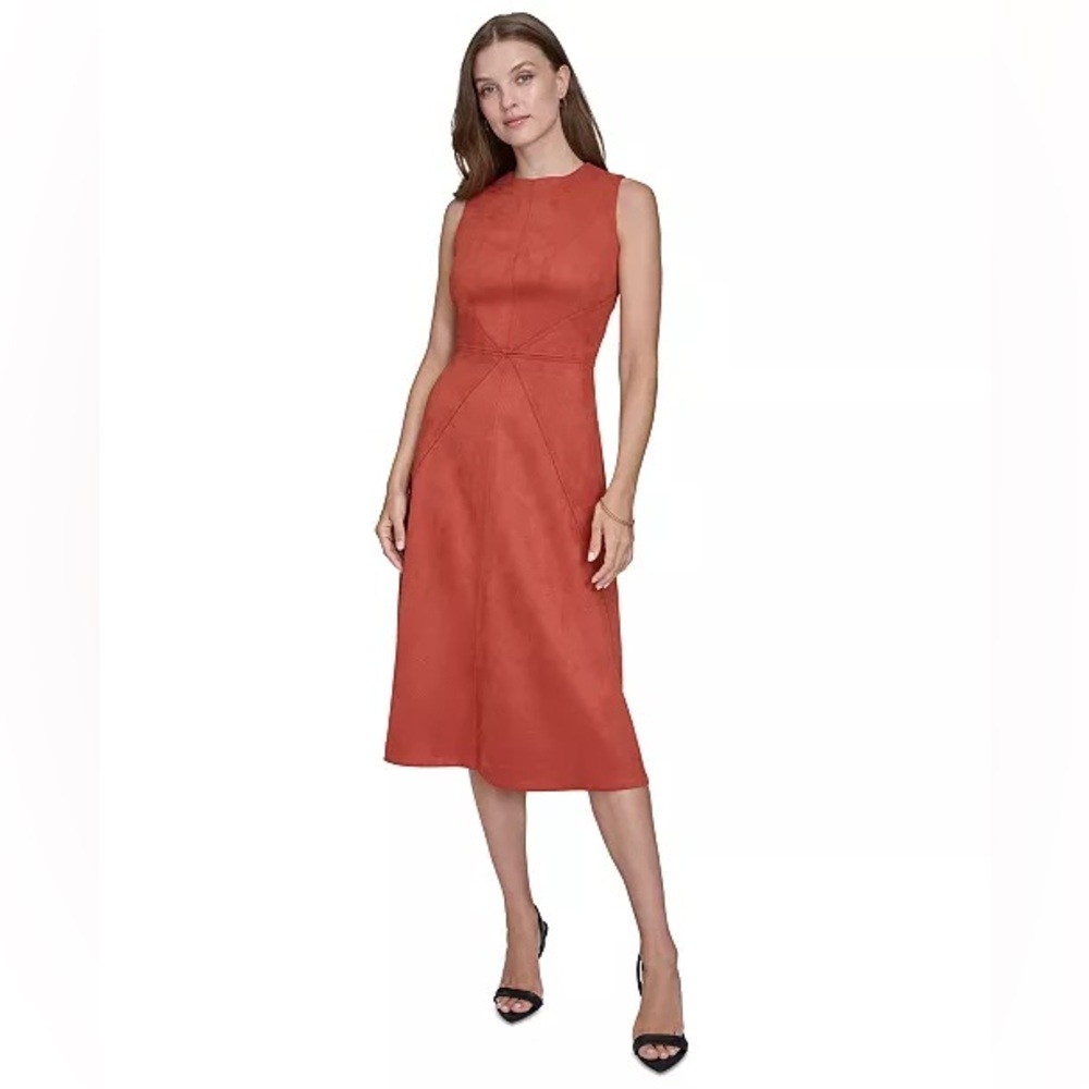 Halston Women's Star-Seamed Sleeveless Midi Dress Size 12